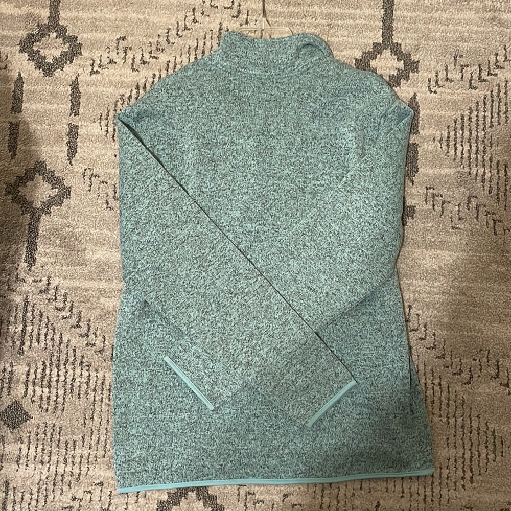 Crown and Ivy fleece 1/4 zip pullover (teal with navy collar) - Picture 3 of 3